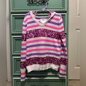 Cute sequin sweater with hood.